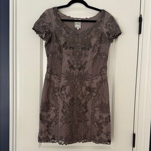 Yoana Baraschi Elegant Lace Dress in Gray